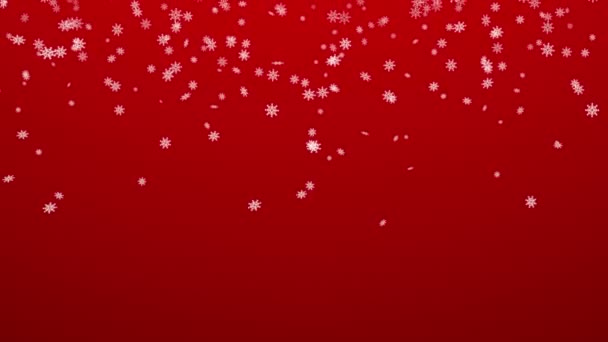 Сніжинки Падають Червоний Фон — стокове відео