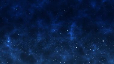 Mavi yıldızlı gece gökyüzü evren hareketi arka planda parlayan parçacıklar. Parıldayan Parçacıklar