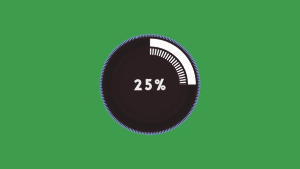 Kreisförmige Fortschrittsbalken Prozentsatz Auf Grün — Stockvideo
