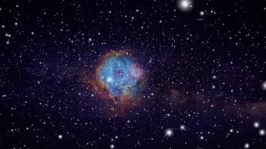 Seamlessly loopable animation of flying through glowing nebula and stars