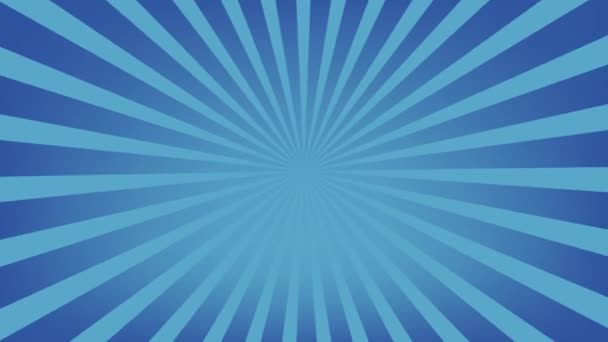Cartoon Sunburst Pattern Blue Background Animation Stripes Sunburst Rotating Motion — Stockvideo