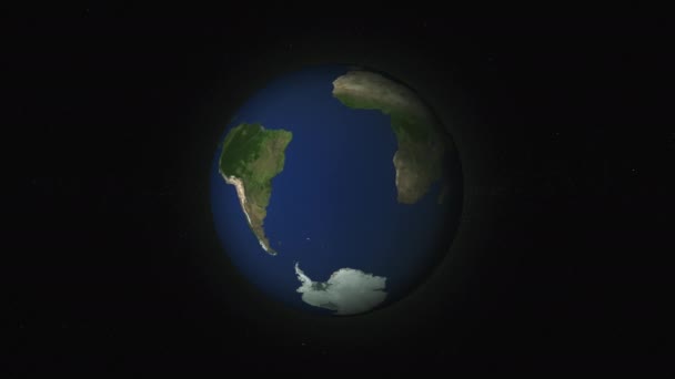 Animation Earth Seen Space Υδρόγειο Περιστρέφεται Δορυφορική Θέα Σκοτεινό Φόντο — Αρχείο Βίντεο