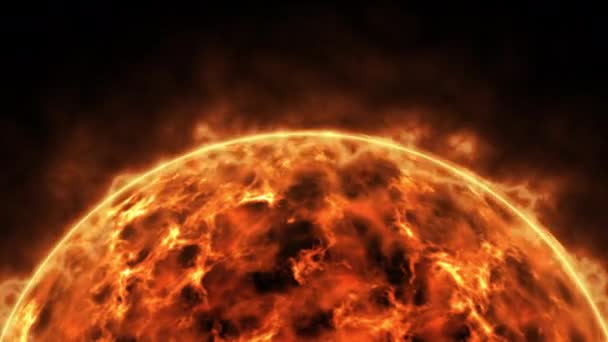 Animace Sluneční Atmosféry Pohybem Plazmy Pozadí Černého Prostoru Hvězdami Zblízka — Stock video