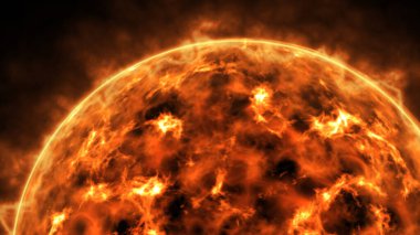 Uzayda güneş. 3 boyutlu görüntüleme. Bilim kurgu kavramı.