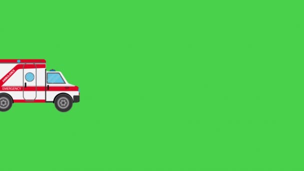 Animato Schermo Verde Bianco Ambulanza Animazione — Video Stock