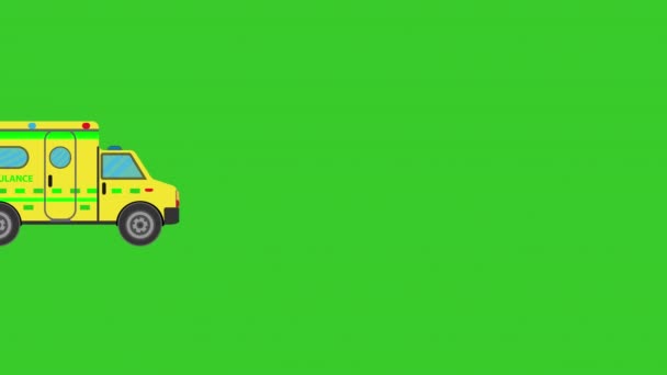 アニメーション救急車の緑の画面 3Dアニメーション — ストック動画