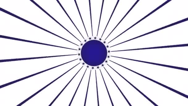 Rotación Estrellas Con Rayos Sol Fondo Estrella Blanco Azul América — Vídeos de Stock