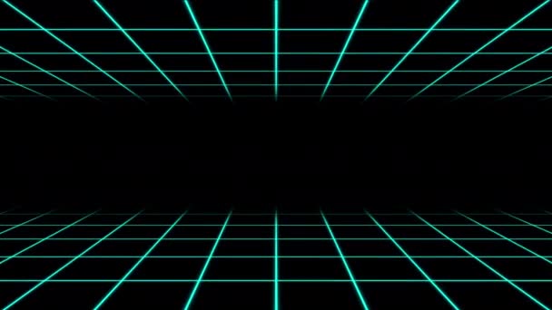 Retro 80S Achtergrond Animatie Loops Met Witte Neon Roosters Lijnen — Stockvideo