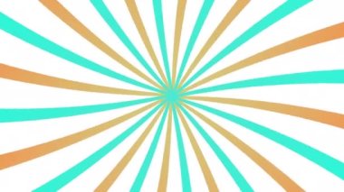 Güneş patlaması deseni, beyaz arka plan animasyonu. Çizgili güneş patlaması dönen hareket