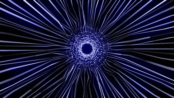 漂亮的抽象隧道从条纹和线条的未来数字发光 — 图库照片