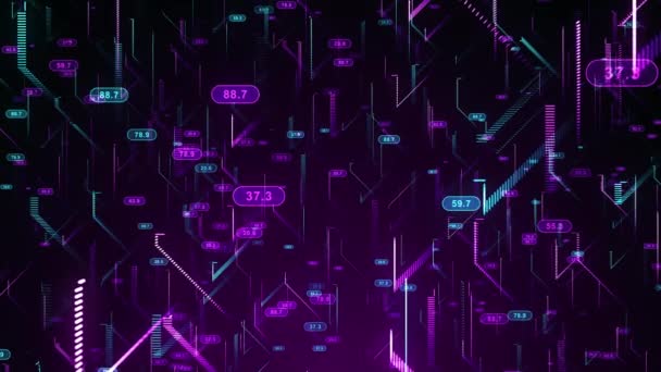 숫자가 비즈니스 데이터 네트워크 아름다운 애니메이션 거무스름 — 비디오