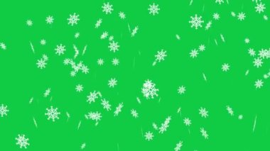 Güzel kar yeşil ekrana düşer, beyaz kar taneleri uçuşan animasyonlar, mutlu yıllar ve mutlu noeller konsepti videoları, kış gökyüzü