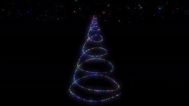 Λαμπερό Χριστουγεννιάτικο Δέντρο Animation Φως Και Σωματίδια Animation Light Σχηματίζοντας — Αρχείο Βίντεο
