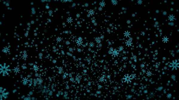 Μπλε Νιφάδες Χιονιού Που Πέφτουν Σκούρο Φόντο — Φωτογραφία Αρχείου