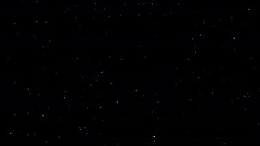 4K Video görüntüleri, parlak yıldızların siyah arkaplandaki hareketlerini gösteriyor. Gece yıldızları parlayan ya da yanıp sönen yıldızların arka planında