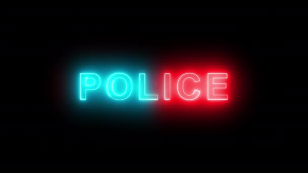 Seamless Looping Animazione Testo Polizia Rosso Blu Sfondo Nero — Video Stock