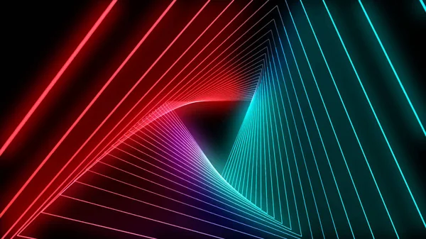 Neon Tunnel Portal Med Ljuseffekter Retro Abstrakt Bakgrund Vektorillustration — Stock vektor