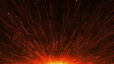 Uçan parlak altın parçacıklar, toz ve parlak noktaların animasyonu, güzel bokeh, turuncu parçacıkların patlaması, parıltı. animasyon Kusursuz döngü