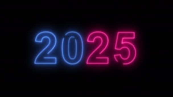 2025 Neon Text Animáció Újévi Háttér — Stock videók