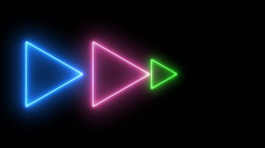 Siyah arkaplanda parlayan neon çalma düğmeleri.
