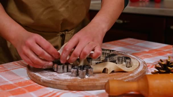 Details Hands Pastry Chef Woman Housewife Beige Chefs Apron Remove — Stock Video