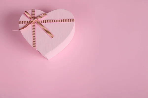 Romantic Present Heart Shaped Pink Gift Box Cute Surprise Saint — Stock Photo, Image