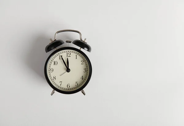 Still Life Composition Black Retro Alarm Clock Showing Minutes Midnight — Stock Photo, Image