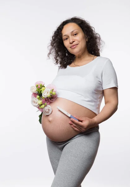 Attends Bébé Concept Procréation Accouchement Maternité Belle Femme Enceinte Tenant — Photo