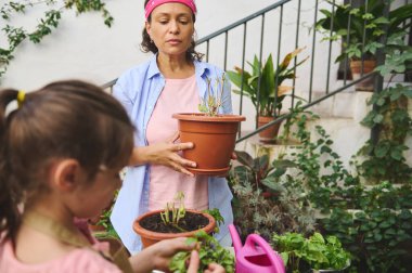 Bir anne ve kızı güneşli bir günde bahçe işleriyle uğraşmaktan zevk alır. İkili, yeşil yapraklarla çevrili saksı bitkileriyle birlikte bahçıvanlığa ve doğaya olan sevgilerini ifade ederken görülüyor..