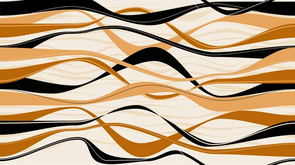 Abstract Golden Wavy Lines Seamless Pattern — Stock Vector