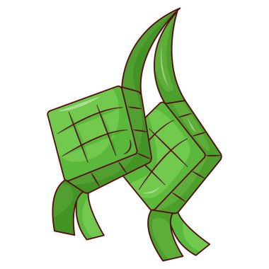 Ketupat İslami Çizgi Film İllüstrasyonu Simgesi