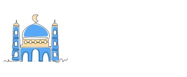 Cami Çizimi Sürekli Çizgi Çizim Biçimi. Tasarım için Ramazan Kareem Koleksiyon Elemanı