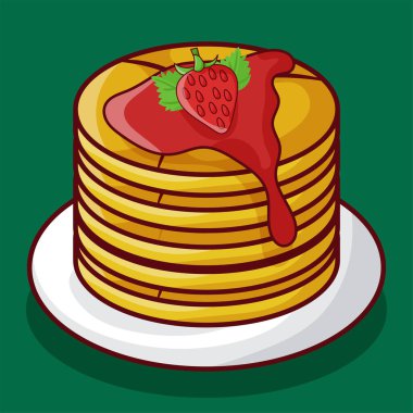 Krep Çileği Çizgi Filmi Vektör Simgesi İllüstrasyonu. Gıda ve Kahvaltı Nesne Simgesi Konsepti