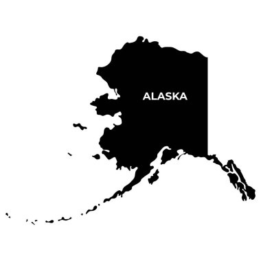 Alaska 'nın siluet haritası beyaz arka planda izole edildi
