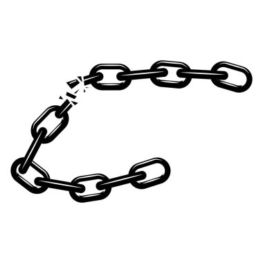 Siyah ve Beyaz Kırılma Zincirleri illüstrasyonu. Beyaz Arkaplanda İzole Edilmiş