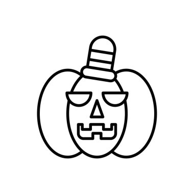 Balkabağı Siyah Taslak Simgesi. Basit Ana Hattı Balkabağı Cadılar Bayramı Sembolü