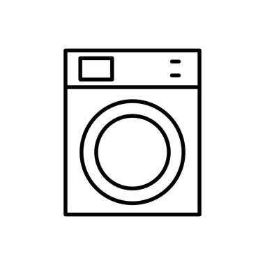 Çamaşır Makinesi Siyah Taslak Simgesi. Çamaşır Sembolü