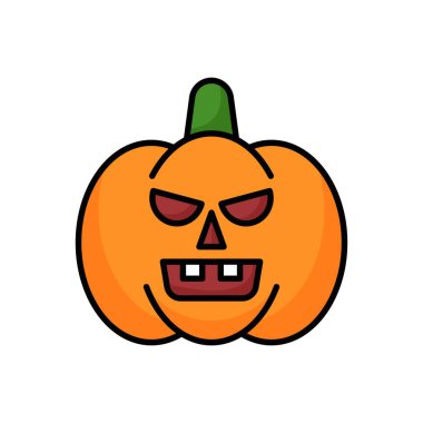 Kabak Rengi Çizgi Simgesi. Balkabağı Cadılar Bayramı Sembolü