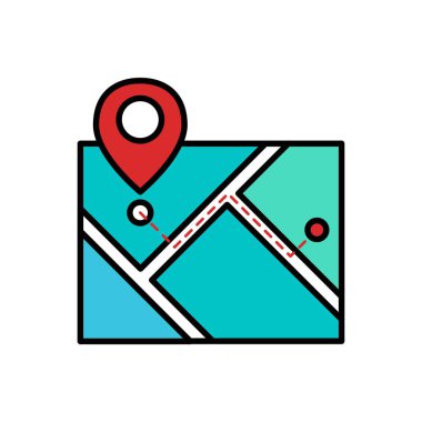 Şehir Haritası Renk Çizgisi Simgesi. Harita Şehir Yolu Sembolü