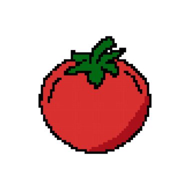 Domates Pikseli Renk Çizgisi Simgesi. Kırmızı Domates Piksel Sanat Sembolü
