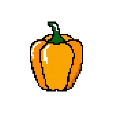 Paprika Pikseli Renk Çizgisi Simgesi. Sarı Paprika Piksel Sanat Sembolü