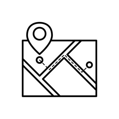 Şehir Haritası Siyah Taslak Simgesi. Şehir Haritası Sembolü