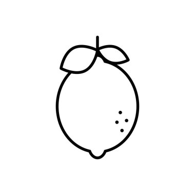 Lemon Black Taslak Simgesi. Limon Meyve Sembolü