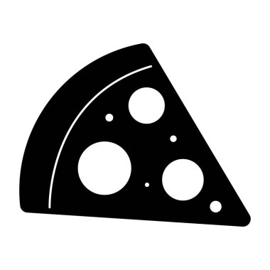 Pizza Simgesi Doldur. Siyah ve Beyaz Pizza Dilimleri Sembolü