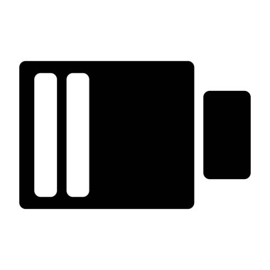 Düşük Batarya Doldurma Simgesi. Siyah ve Beyaz% 2 Pil Sembolü