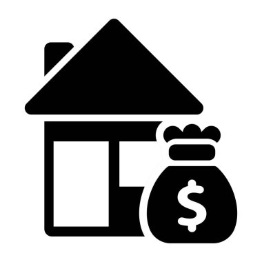 İpotek Doldurma Simgesi. Siyah ve Beyaz İpotek Kredisi Sembolü