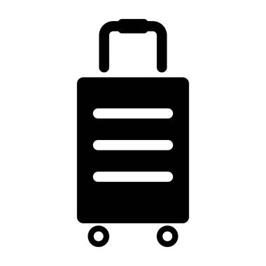 Seyahat Bavulu Simgeyi Doldur. Siyah ve Beyaz Seyahat Çantası Sembolü