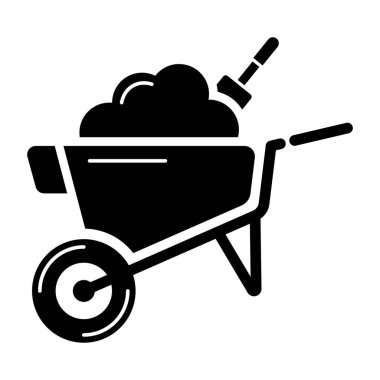 El Arabası Simgesi Doldur. Siyah ve Beyaz Araba Sembolü