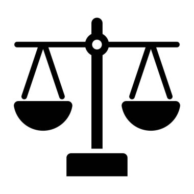 Adalet Ölçeği Simgeyi Doldur. Siyah ve Beyaz Hukuk ve Adalet Sembolü