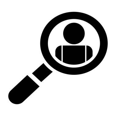 İnsanlar Cam Doldurma Simgesi 'ni büyütüyor. Siyah ve Beyaz Büyütme Cam Sembolü